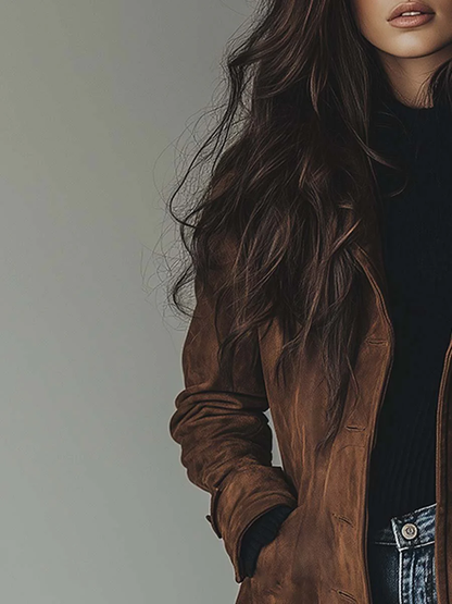 Trench vintage in camoscio
