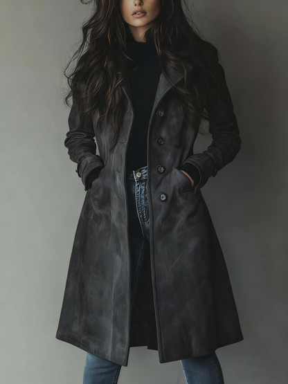 Trench vintage in camoscio