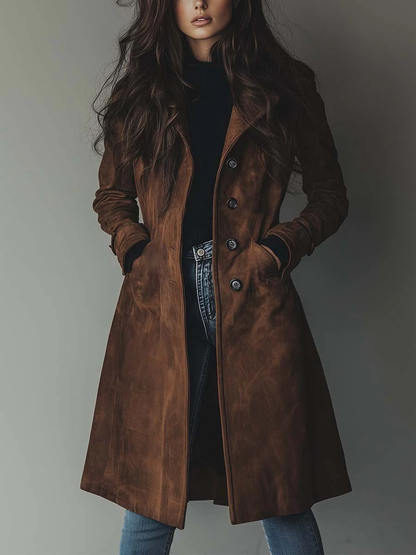 Trench vintage in camoscio