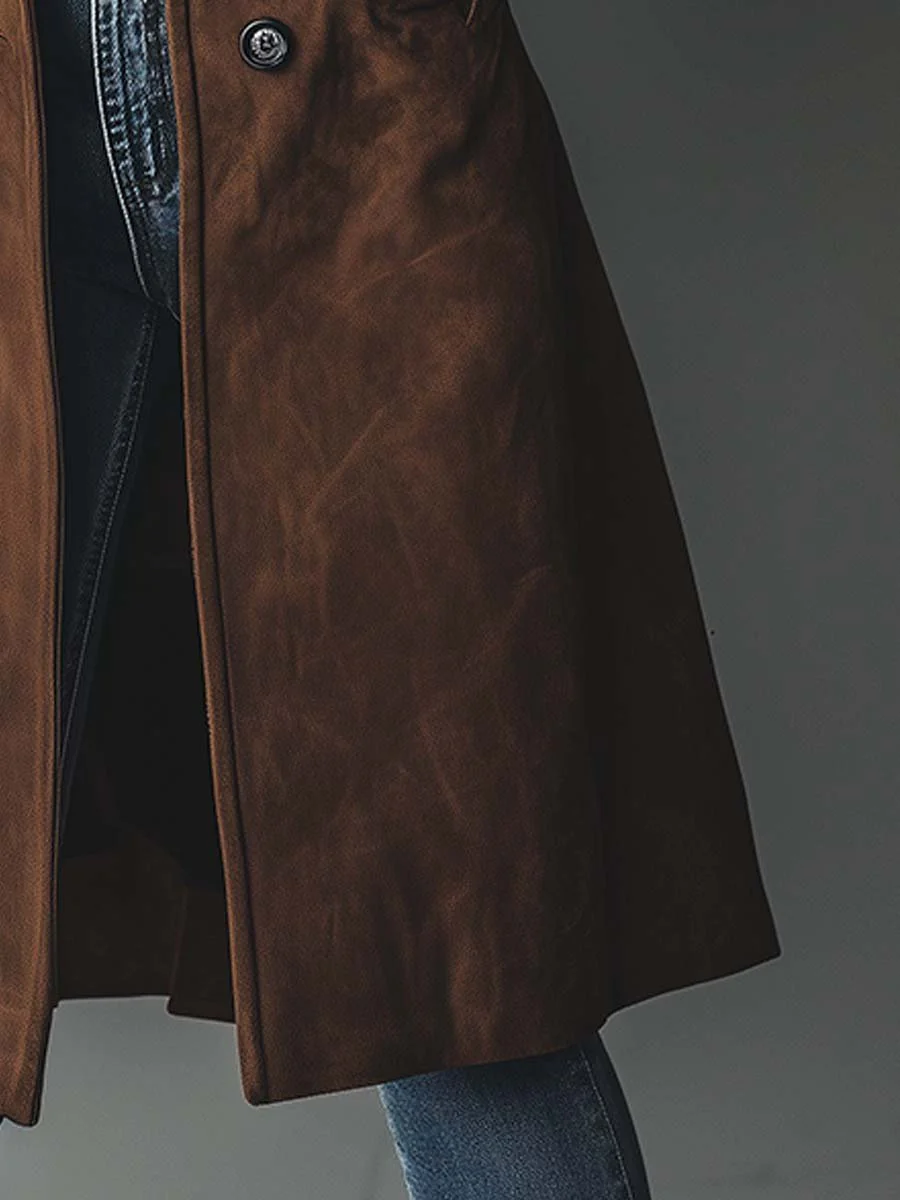 Trench vintage in camoscio
