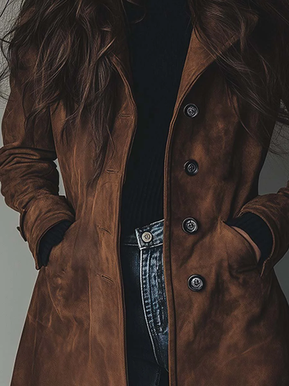 Trench vintage in camoscio