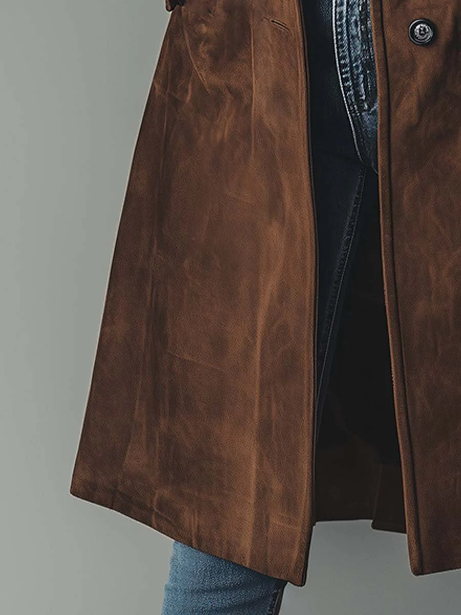 Trench vintage in camoscio