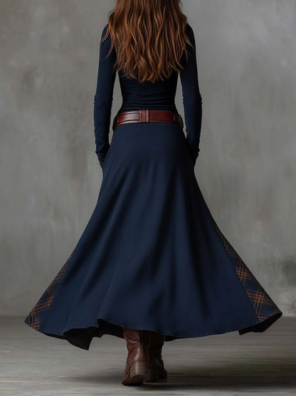 Élise | Abito maxi in finta pelle scamosciata con cintura
