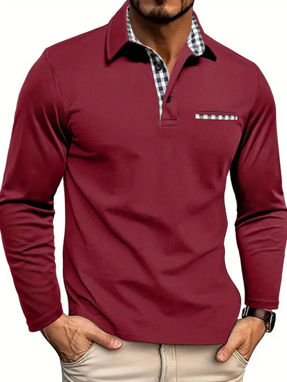 Polo uomo a maniche lunghe casual comfort elasticizzato