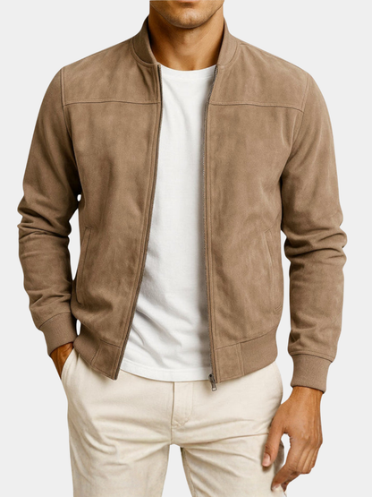 GIUBBOTTO BOMBER IN PELLE SCAMOSCIATA UOMO