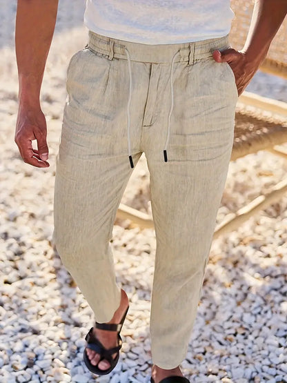 PANTALONI LARGHI IN LINO CON COULISSE