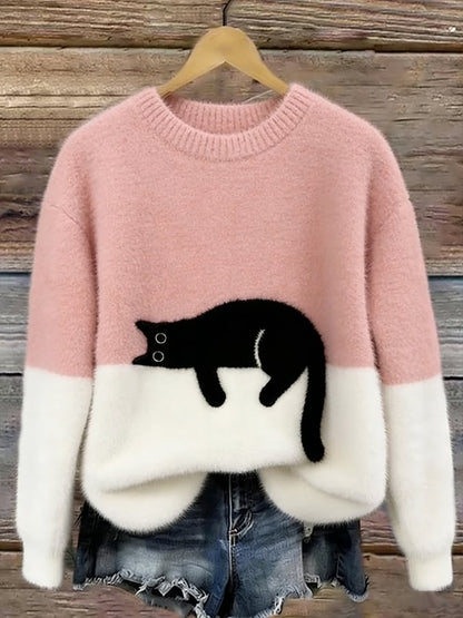 Caitlin – Maglione casual con motivo gatto