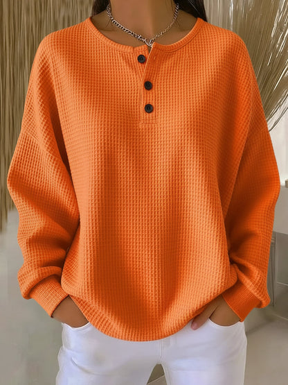Bregje | Felpa Henley accogliente con struttura waffle