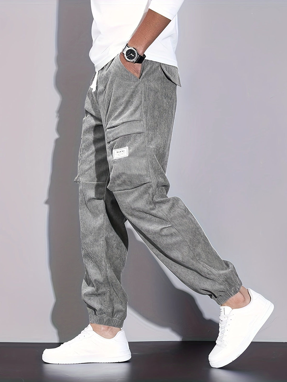 PANTALONI CARGO IN VELLUTO A COSTE