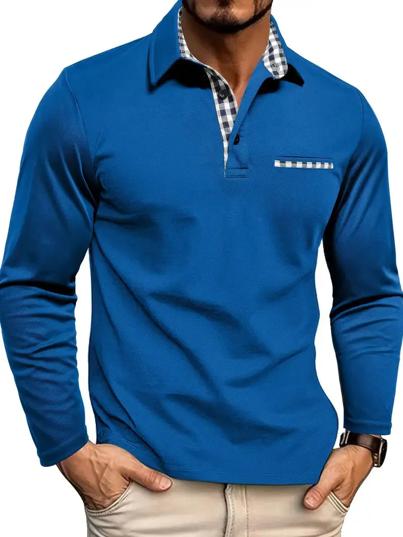 Polo uomo a maniche lunghe casual comfort elasticizzato