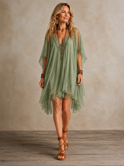Odalys | Mini Abito Boho a Balze