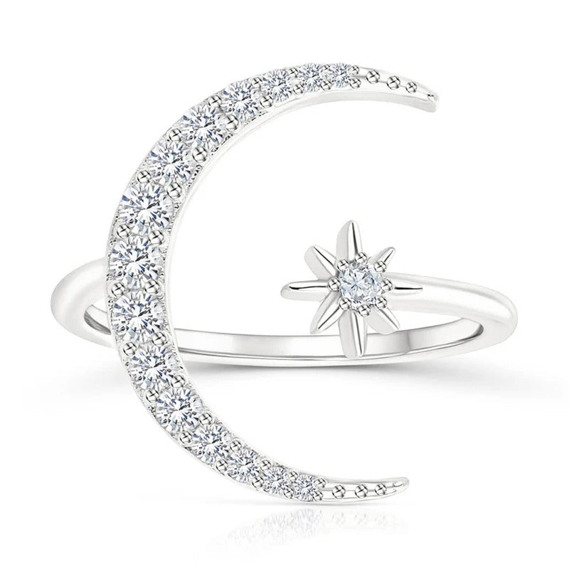 ANELLO LUNA E STELLA IN ARGENTO