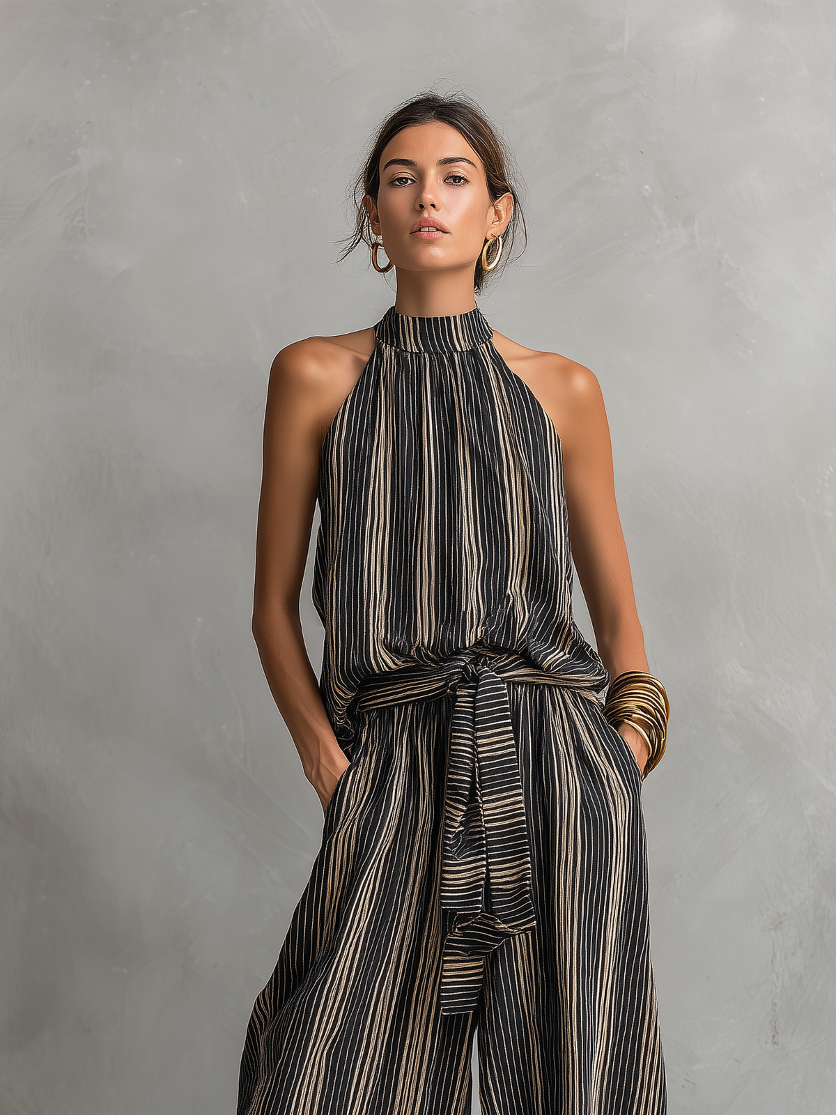 Margarita | Coordinato Top Senza Maniche e Pantaloni a Righe