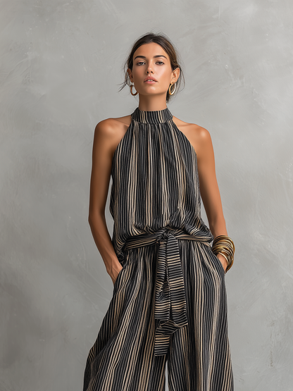 Margarita | Coordinato Top Senza Maniche e Pantaloni a Righe
