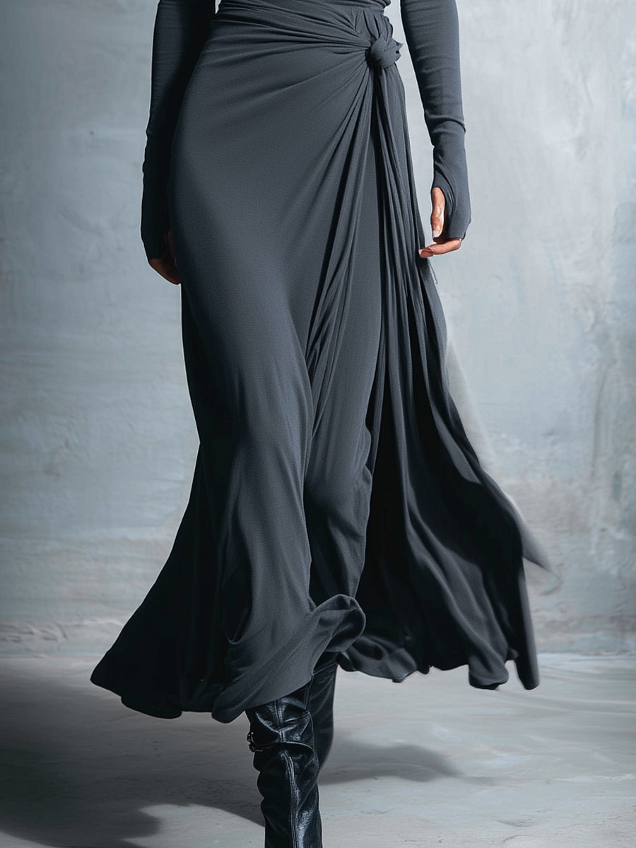 Naomie | Abito maxi con fiocco laterale