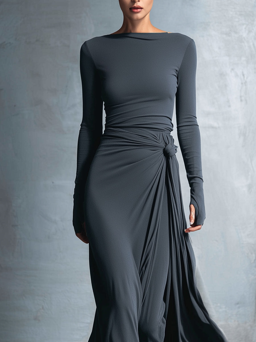 Naomie | Abito maxi con fiocco laterale