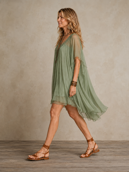 Odalys | Mini Abito Boho a Balze