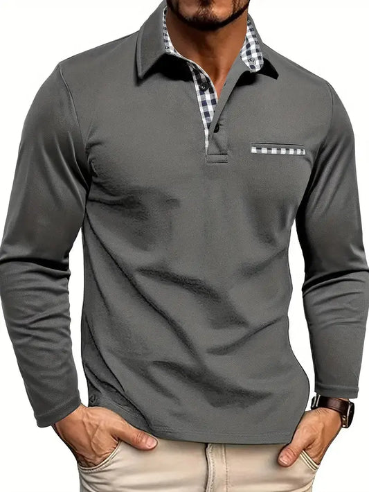 Polo uomo a maniche lunghe casual comfort elasticizzato