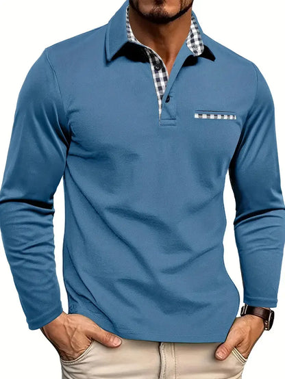 Polo uomo a maniche lunghe casual comfort elasticizzato