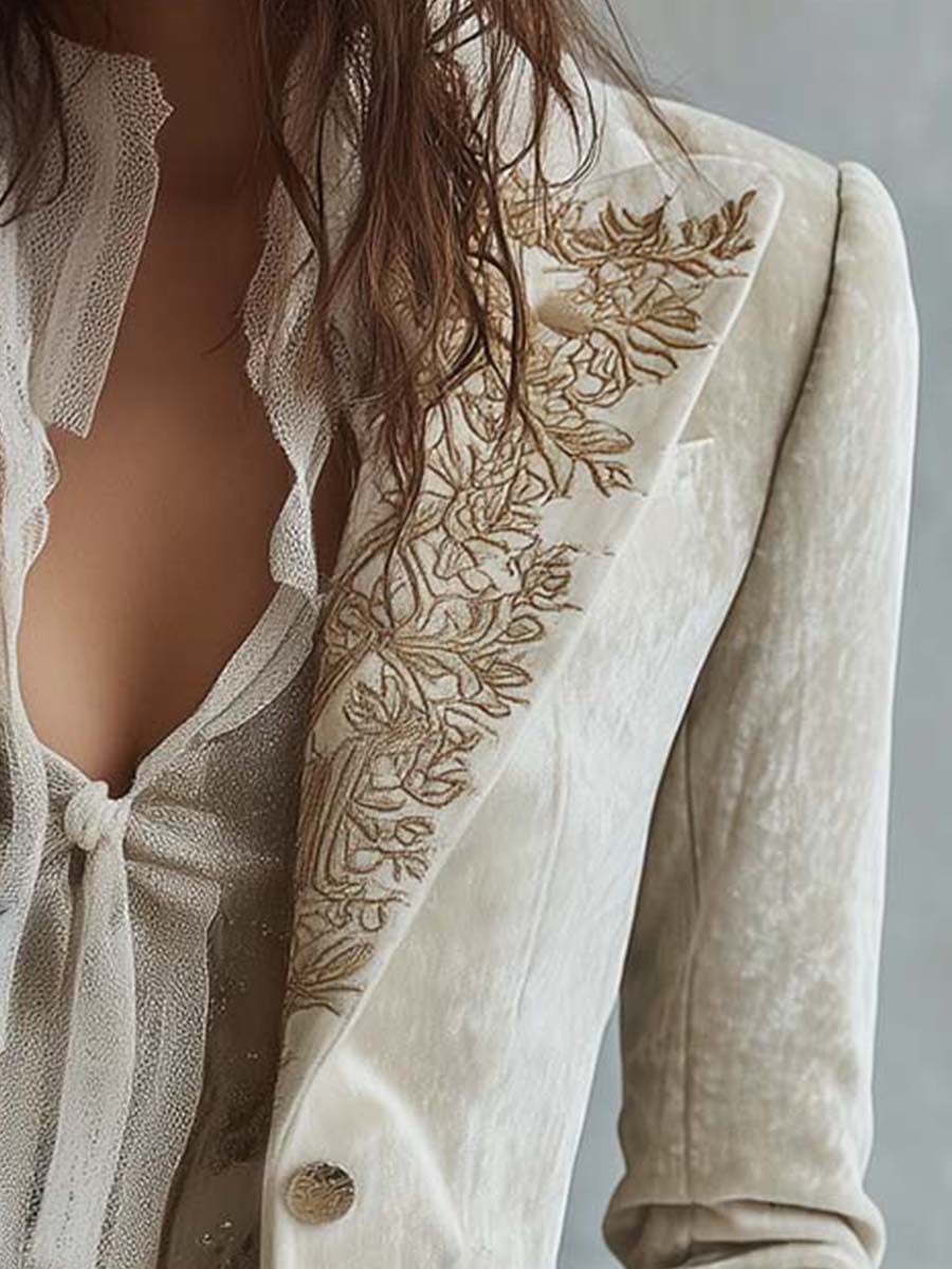 Constance | Blazer Tailleur Avorio Ricamato