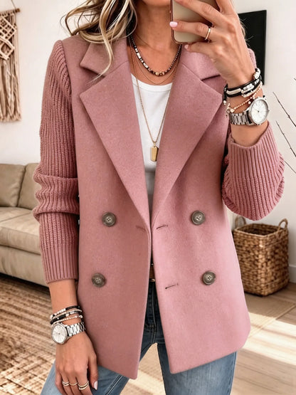 Carmela | Blazer Doppiopetto con Maniche in Maglia a Coste