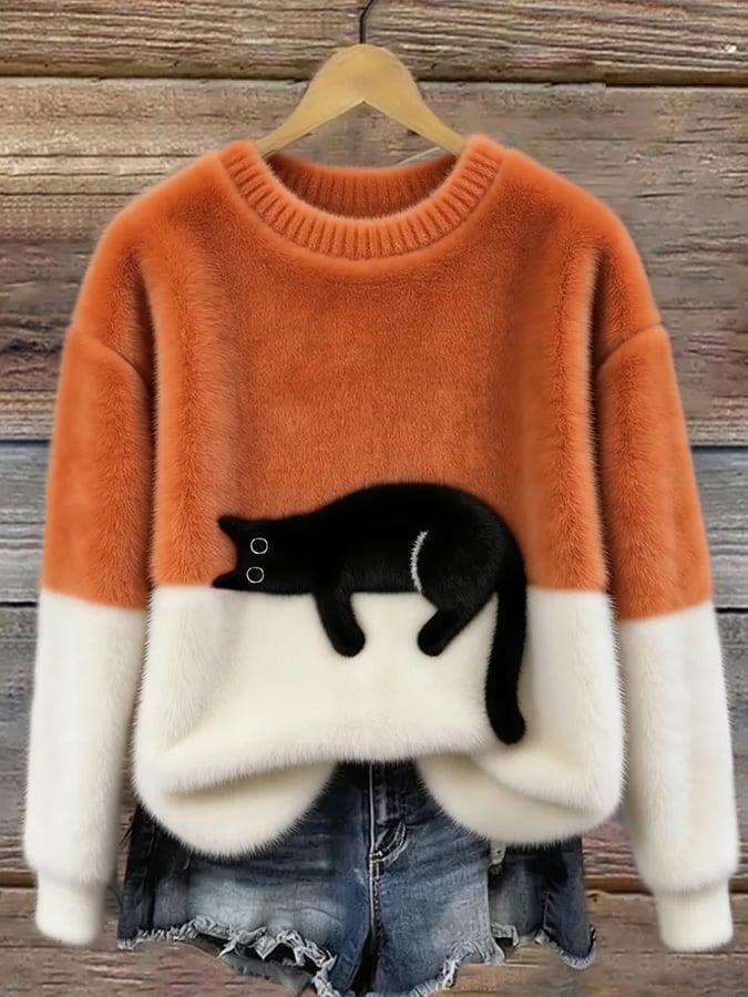 Caitlin – Maglione casual con motivo gatto