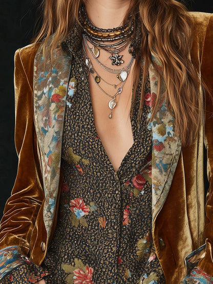 Marcelline | Blazer Patchwork Stampa Floreale Vintage