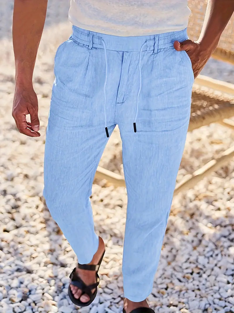 PANTALONI LARGHI IN LINO CON COULISSE