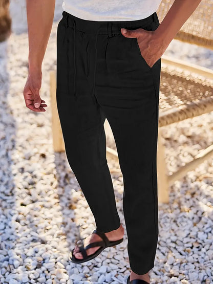 PANTALONI LARGHI IN LINO CON COULISSE