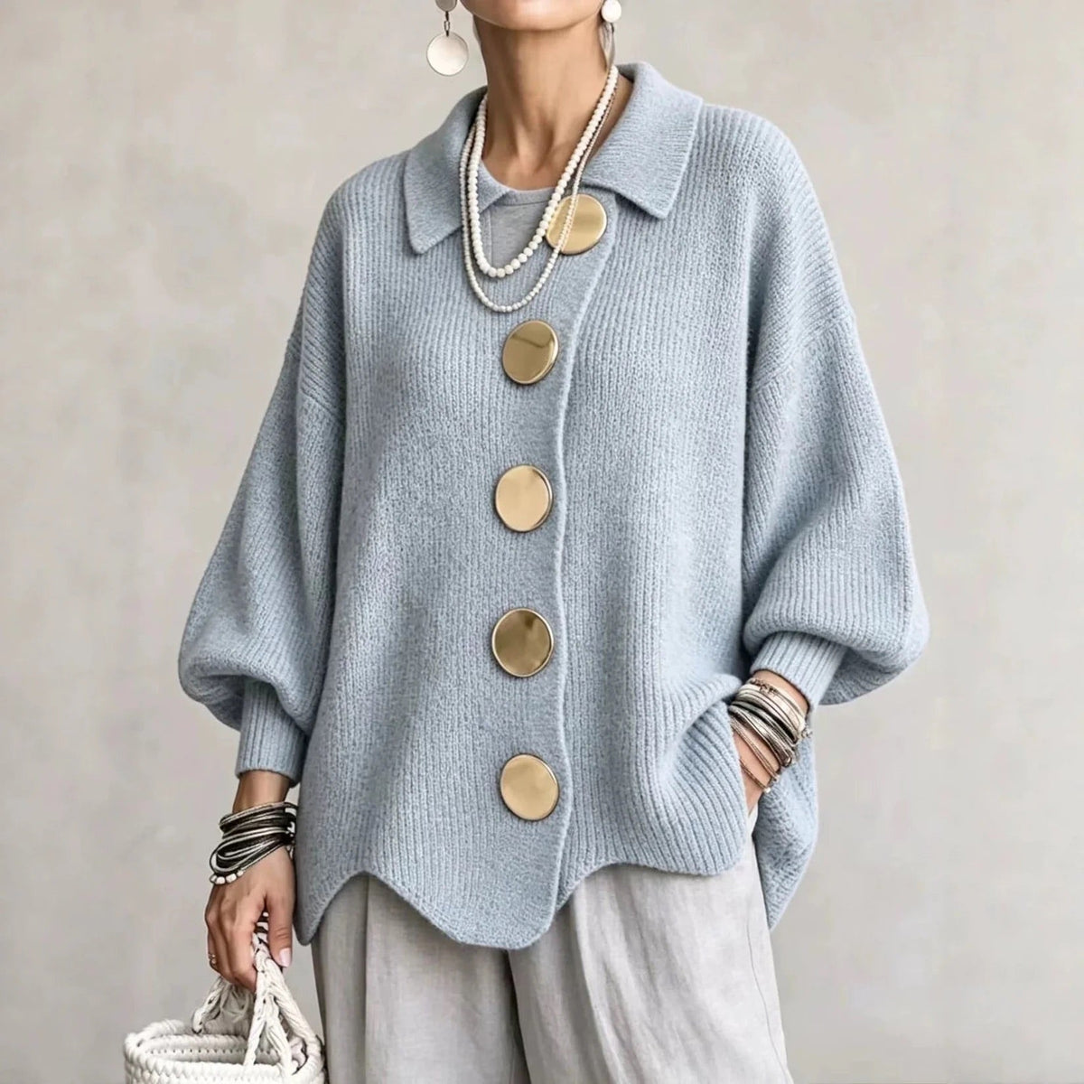 Karina - Cardigan Oversize con Collo e Bottoni