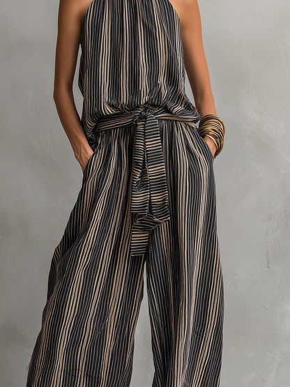 Margarita | Coordinato Top Senza Maniche e Pantaloni a Righe