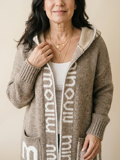 Gioia - Cardigan in Maglia Aperto con Cappuccio