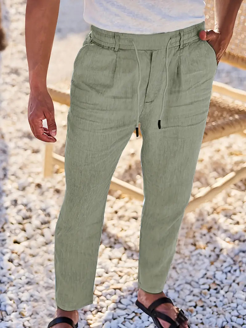 PANTALONI LARGHI IN LINO CON COULISSE