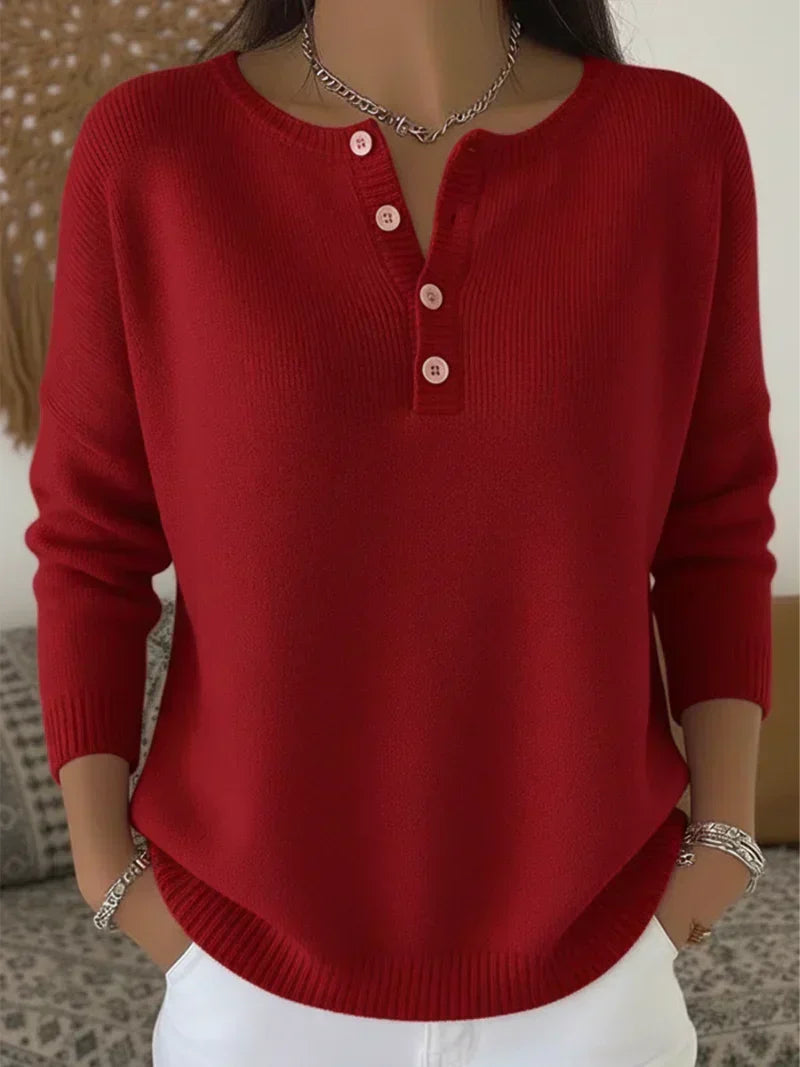 Grietje | Maglione Henley in maglia con bottoni