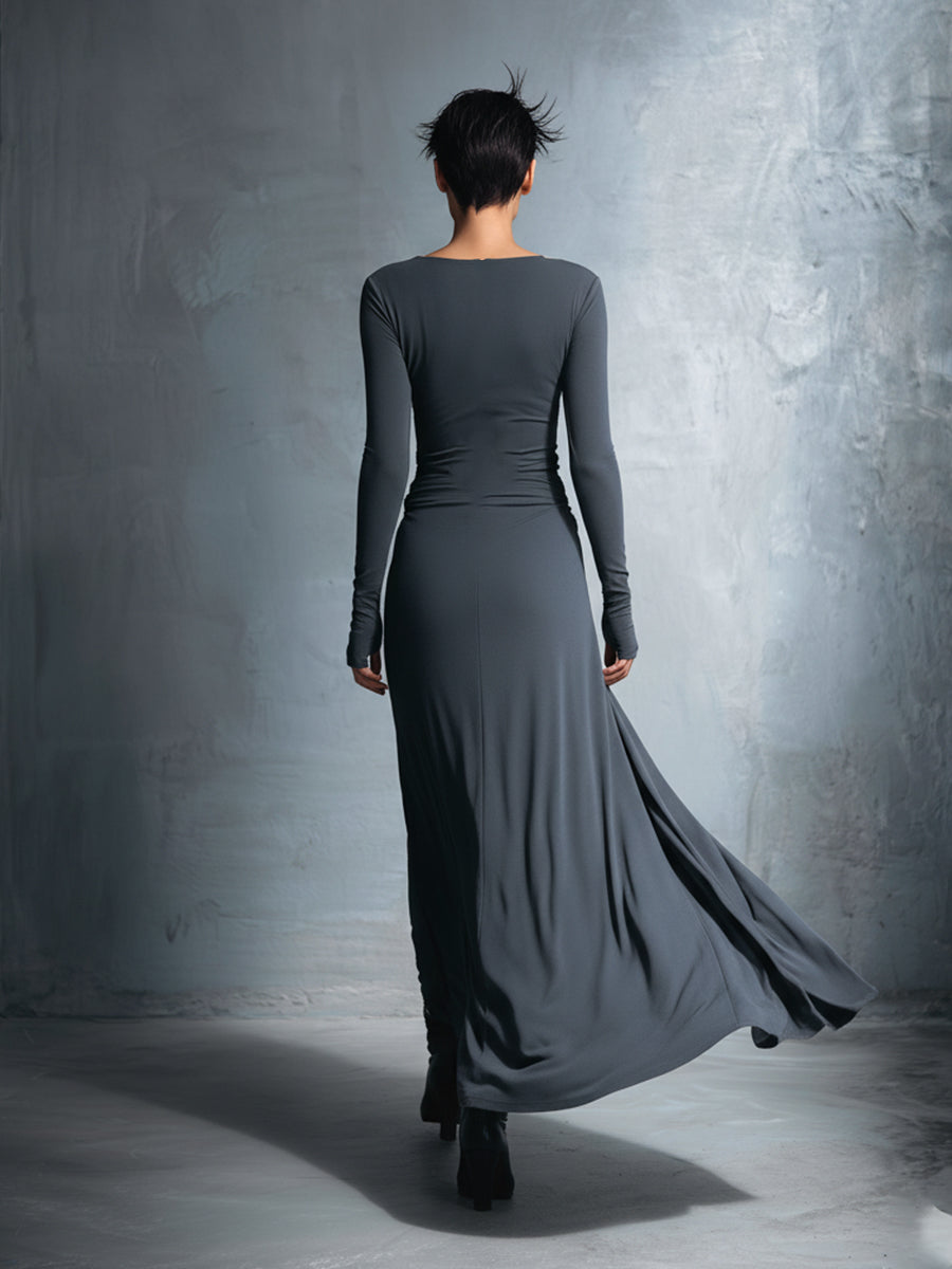 Naomie | Abito maxi con fiocco laterale
