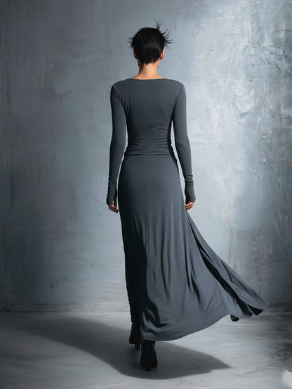 Naomie | Abito maxi con fiocco laterale