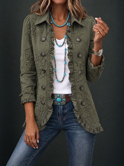 Faustine | Giacca Utility Boho Ricamata con Fiori