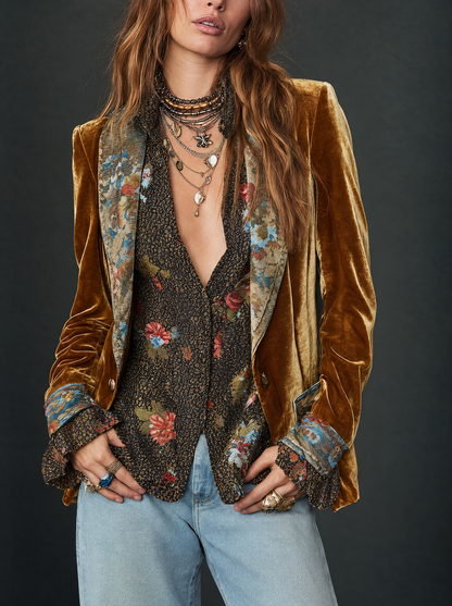 Marcelline | Blazer Patchwork Stampa Floreale Vintage