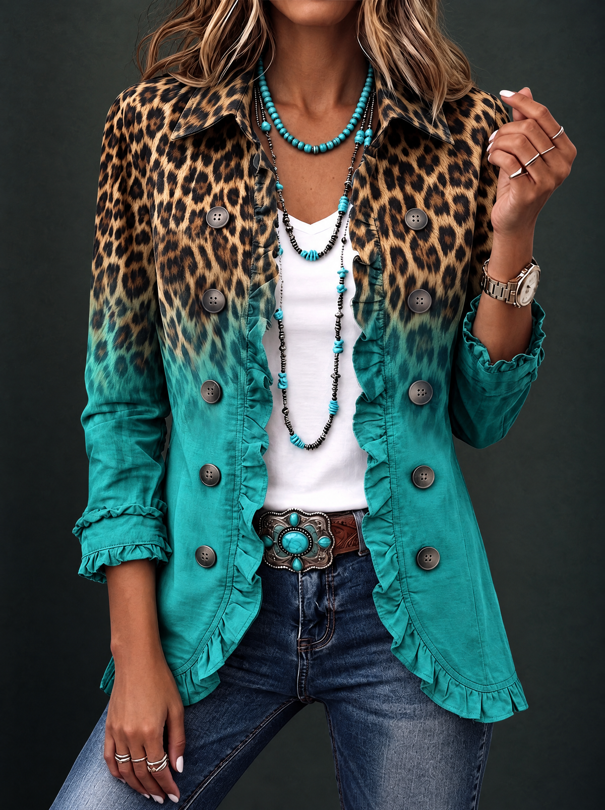 Cassandre | Blazer Color Leone Sfumato con Volant