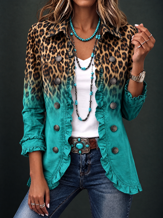Cassandre | Blazer Color Leone Sfumato con Volant