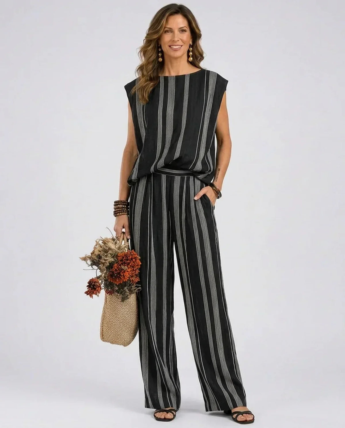 Alessia - Elegante completo a righe a due pezzi