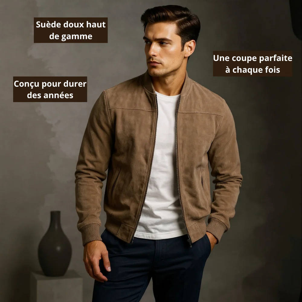 GIUBBOTTO BOMBER IN PELLE SCAMOSCIATA UOMO