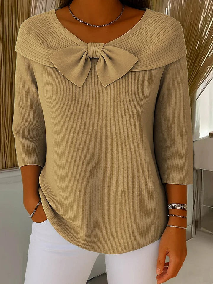 Wendeline | Maglione con fiocco e scollo rotondo