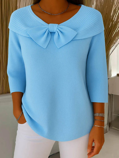 Wendeline | Maglione con fiocco e scollo rotondo