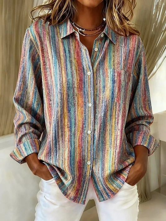 Harlowe™ | Camicetta Vintage a Righe Multicolore