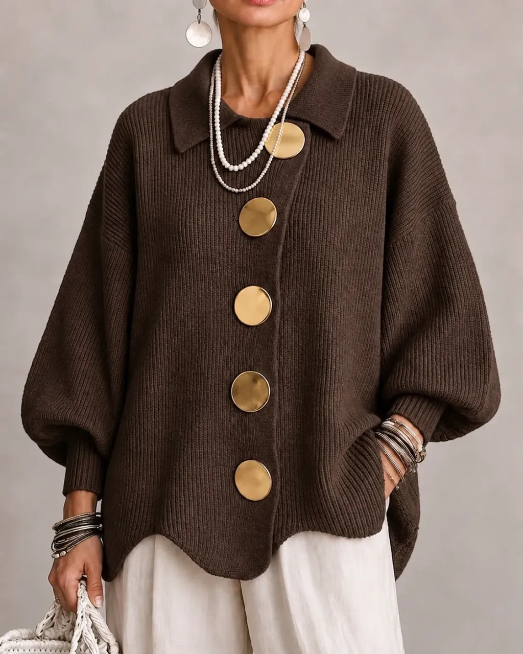 Karina - Cardigan Oversize con Collo e Bottoni
