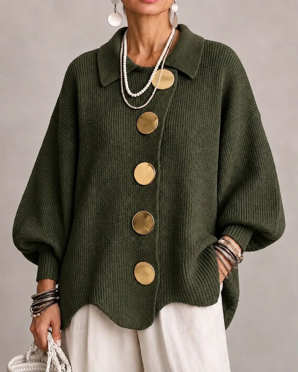 Karina - Cardigan Oversize con Collo e Bottoni