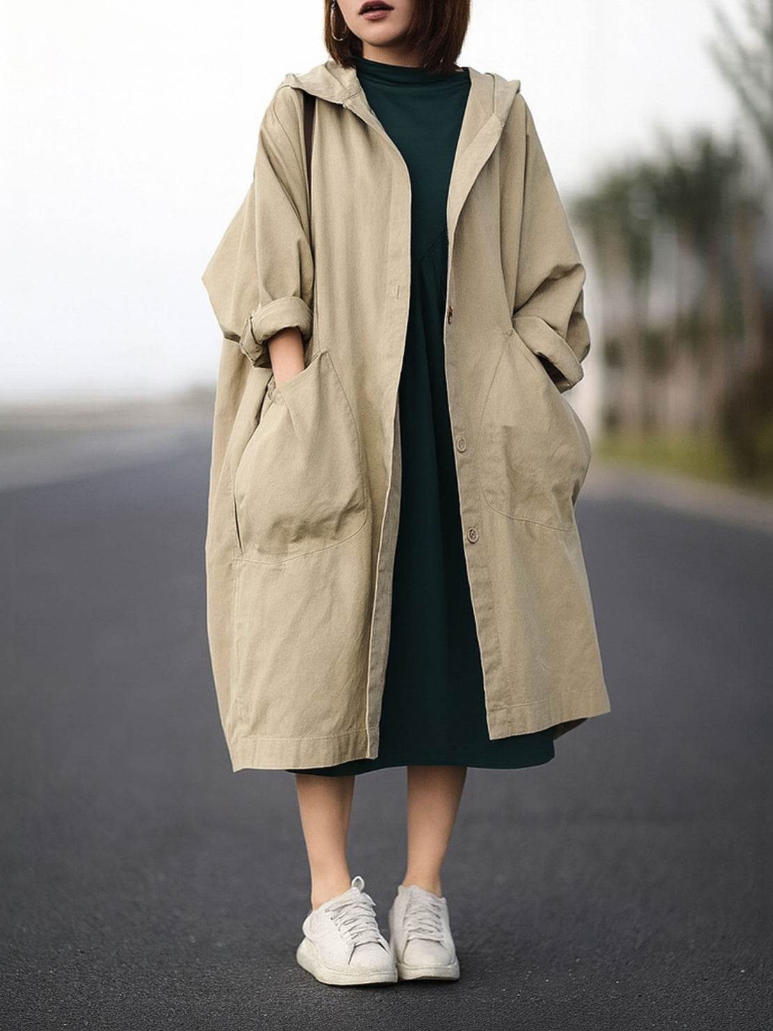 Giacca a Vento Oversize Taglia Unica Resistente all'Acqua