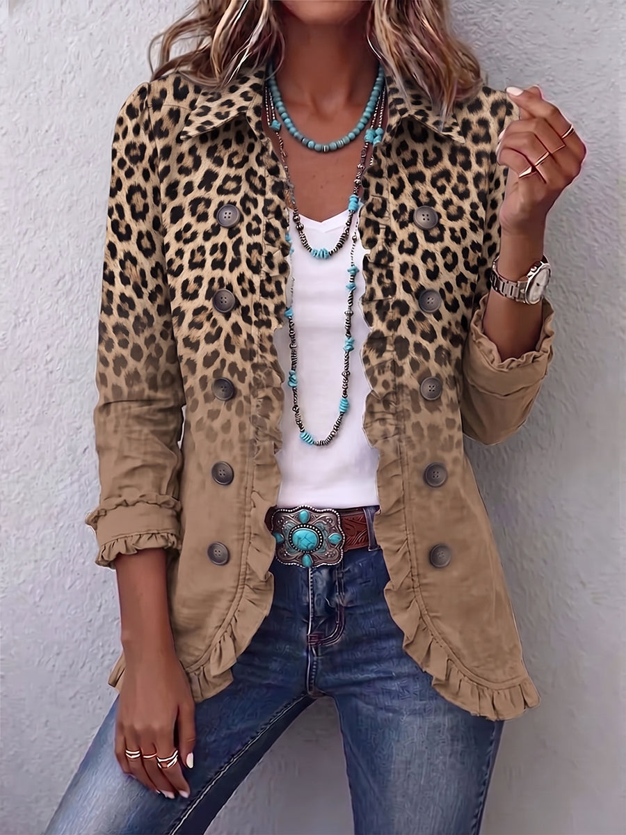 Rosmine | Abito Vintage Leopardato Sfumato con Balze