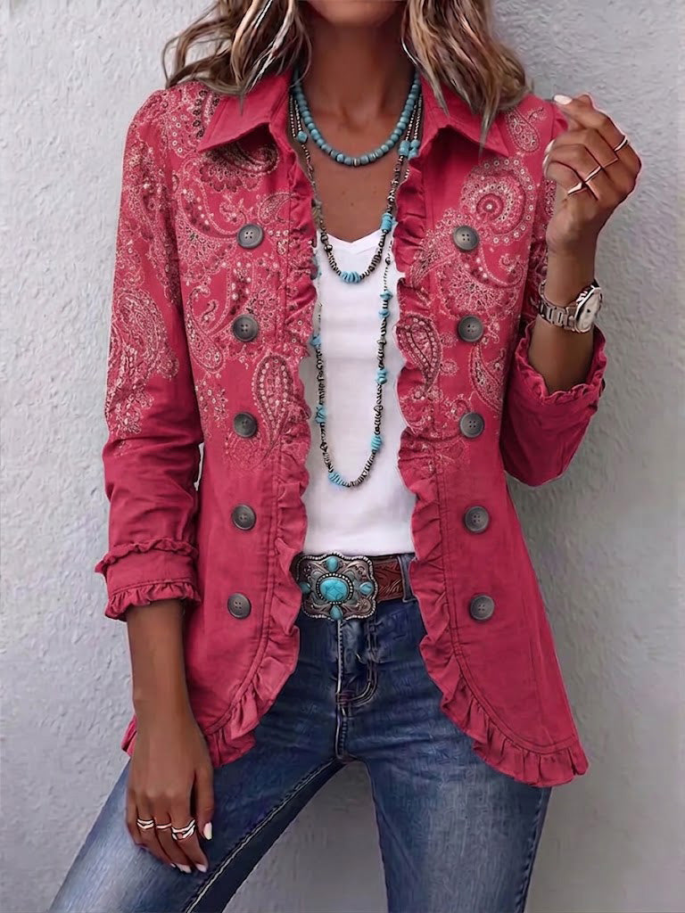 Milagros | Giacca Cashmere Rosa con Volant